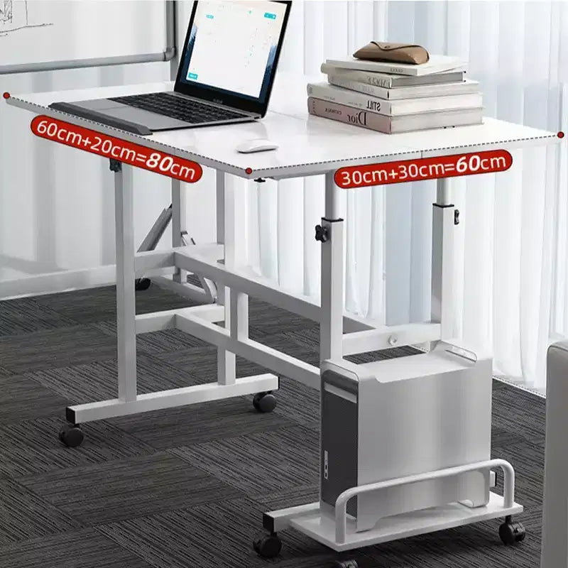 Escritorio de pie portátil de altura regulable 26.4-61, escritorio de ordenador con ruedas, tablero inclinable y soporte para CPU, mesa portátil con ruedas para oficina en casa