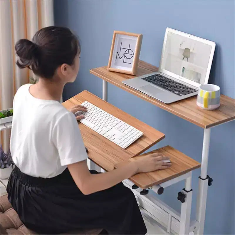 Escritorio de pie portátil de altura regulable 26.4-61, escritorio de ordenador con ruedas, tablero inclinable y soporte para CPU, mesa portátil con ruedas para oficina en casa