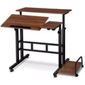 Portable Standing Desk Adjustable Height 26.4-61, Computer Desk with Wheels, Tiltable Top & CPU Stand, Rolling Laptop Table Cart for Home Office