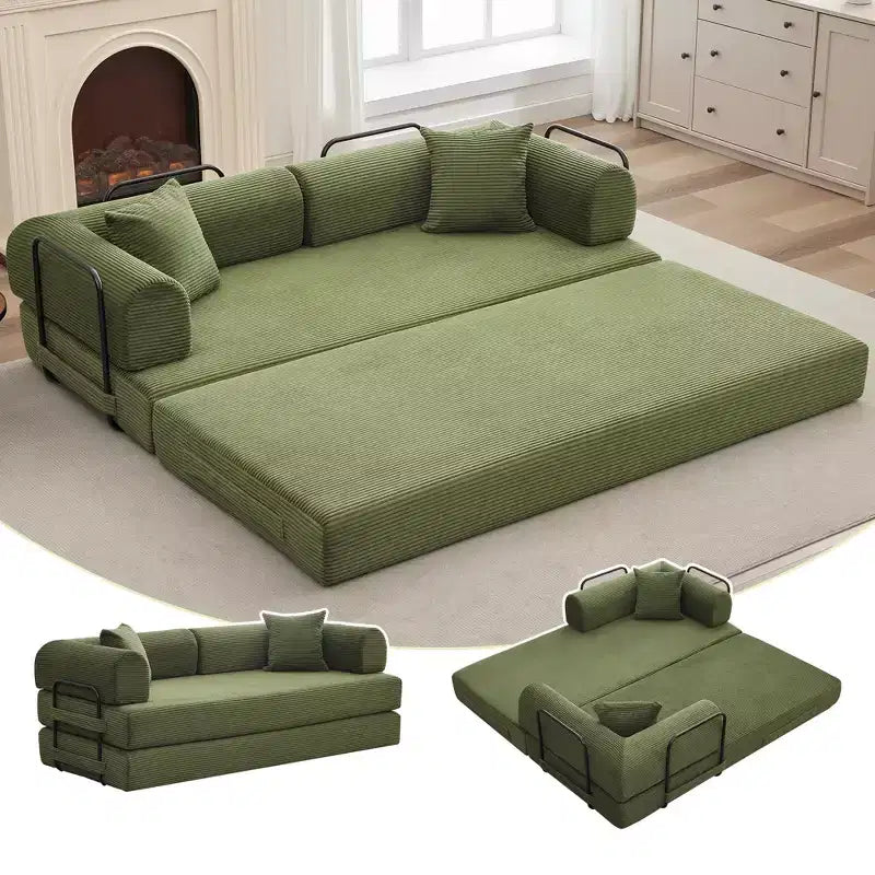 Sofá Cama Convertible de Suelo con Asiento Profundo y Confort de Pana