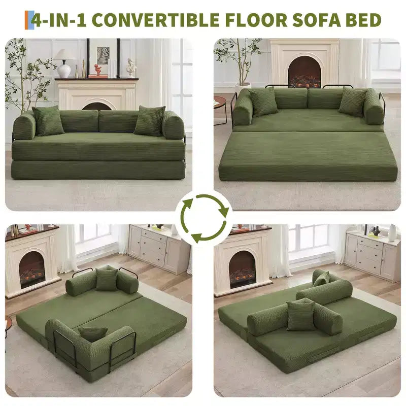Sofá Cama Convertible de Suelo con Asiento Profundo y Confort de Pana