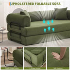 Sofá Cama Convertible de Suelo con Asiento Profundo y Confort de Pana