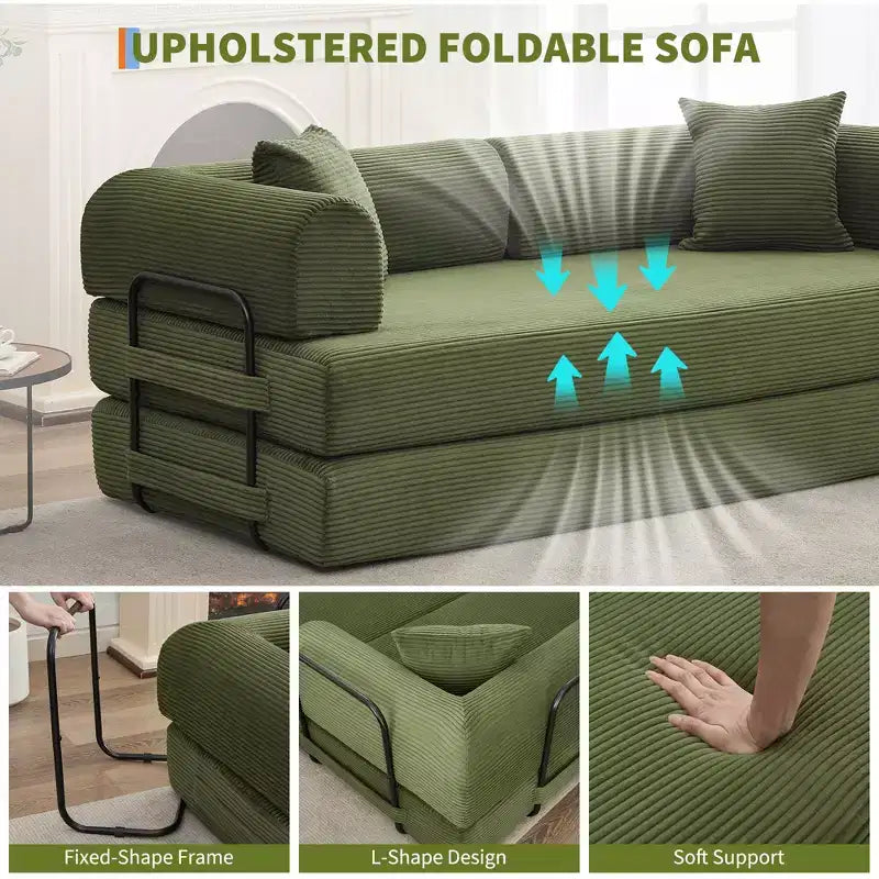 Sofá Cama Convertible de Suelo con Asiento Profundo y Confort de Pana