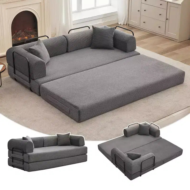 Sofá Cama Convertible de Suelo con Asiento Profundo y Confort de Pana