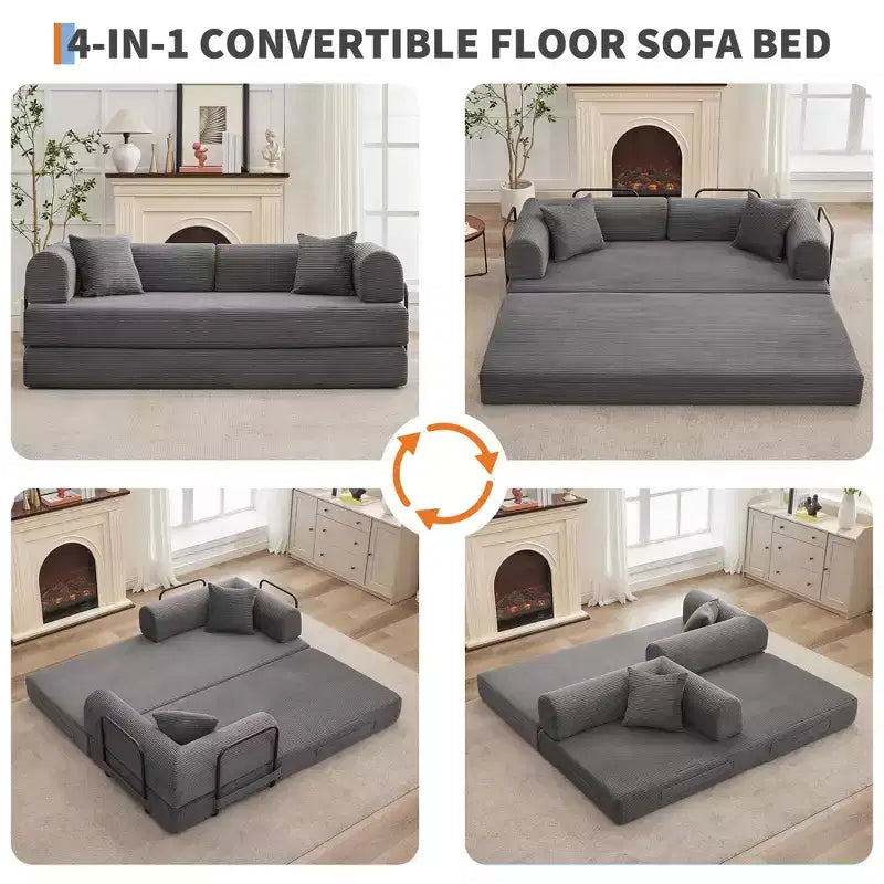 Sofá Cama Convertible de Suelo con Asiento Profundo y Confort de Pana