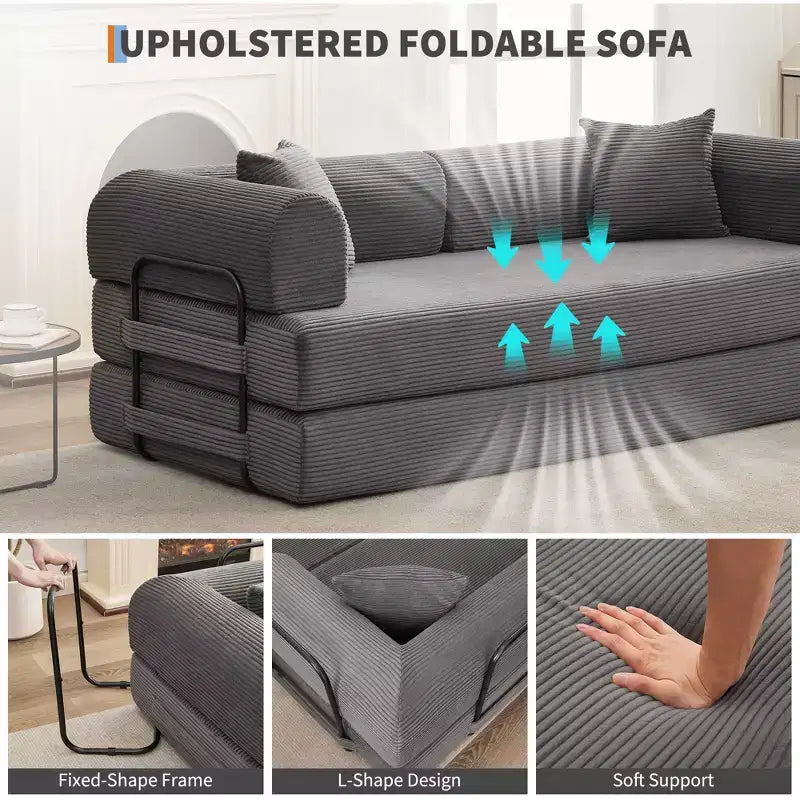 Sofá Cama Convertible de Suelo con Asiento Profundo y Confort de Pana