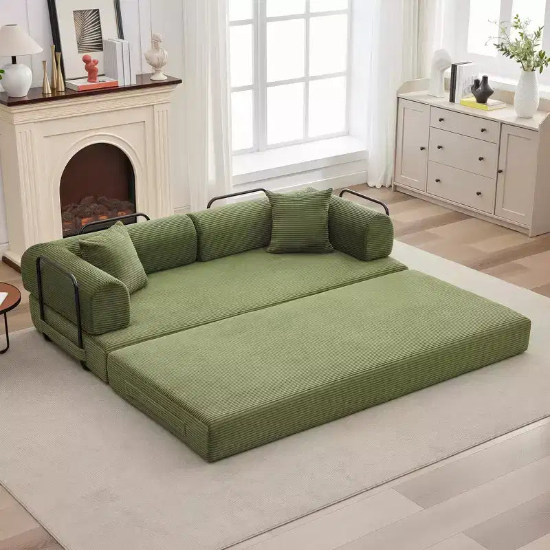 Sofá Cama Convertible de Suelo con Asiento Profundo y Confort de Pana