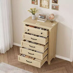 Cómoda de 5 cajones para dormitorio, cómoda vertical de 41.3 pulgadas de alto con gran capacidad de almacenamiento para dormitorio, sala de estar, roble natural