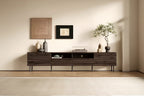 78 TV Stand for TVs up to 85, TV Console Media Console Brown TV Cabinet Media Entertainment Center with Slatted Soft-close Door - ModernLuxe