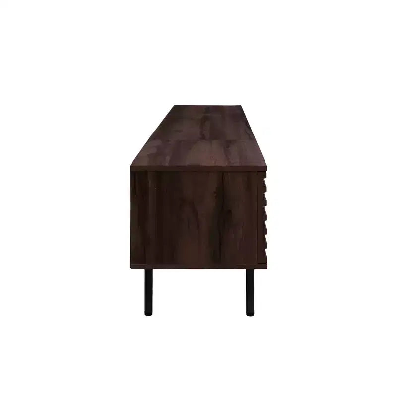 Mueble para TV de 78 pulgadas para televisores de hasta 85 pulgadas, consola multimedia, mueble de TV marrón, centro de entretenimiento multimedia con puerta de cierre suave y listones