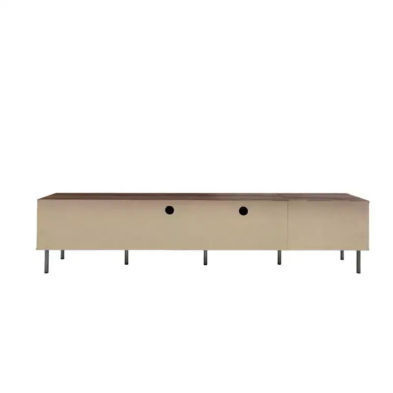 Mueble para TV de 78 pulgadas para televisores de hasta 85 pulgadas, consola multimedia, mueble de TV marrón, centro de entretenimiento multimedia con puerta de cierre suave y listones