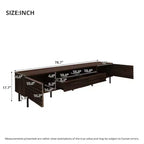 Mueble para TV de 78 pulgadas para televisores de hasta 85 pulgadas, consola multimedia, mueble de TV marrón, centro de entretenimiento multimedia con puerta de cierre suave y listones