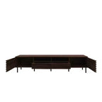 Mueble para TV de 78 pulgadas para televisores de hasta 85 pulgadas, consola multimedia, mueble de TV marrón, centro de entretenimiento multimedia con puerta de cierre suave y listones