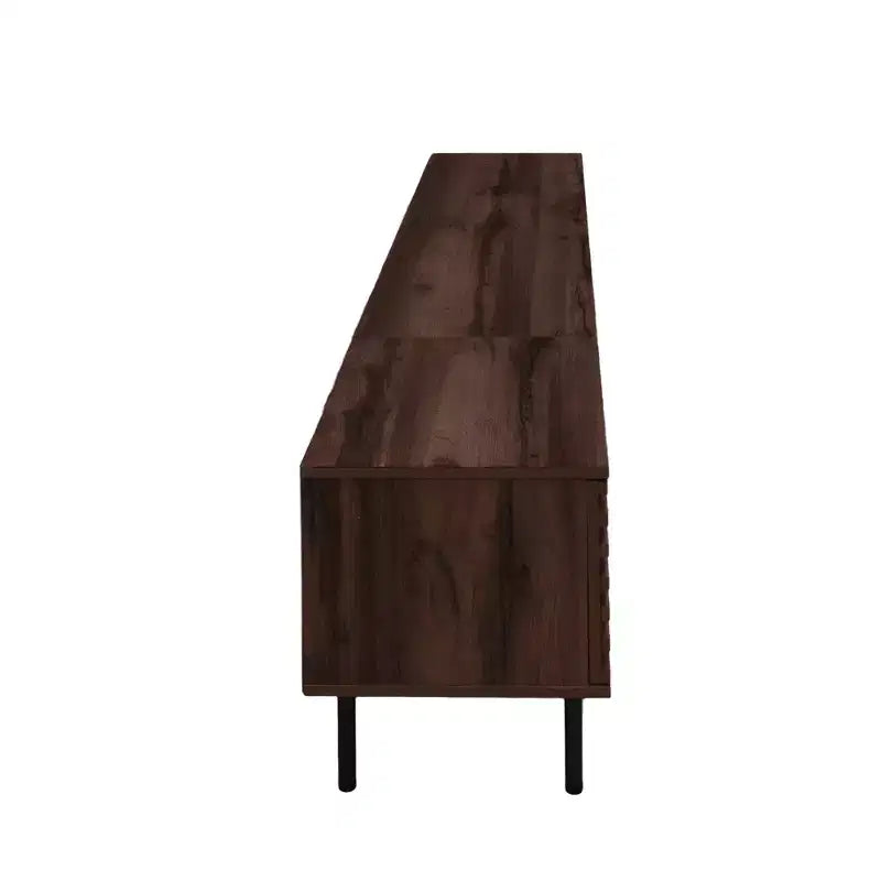 Mueble para TV de 78 pulgadas para televisores de hasta 85 pulgadas, consola multimedia, mueble de TV marrón, centro de entretenimiento multimedia con puerta de cierre suave y listones
