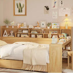 Cama individual con estantes de almacenamiento Cama multifuncional con cajones y escritorio de estudio