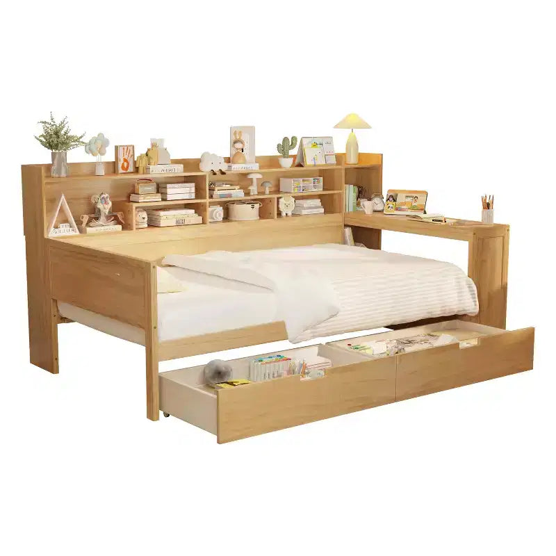 Cama individual con estantes de almacenamiento Cama multifuncional con cajones y escritorio de estudio