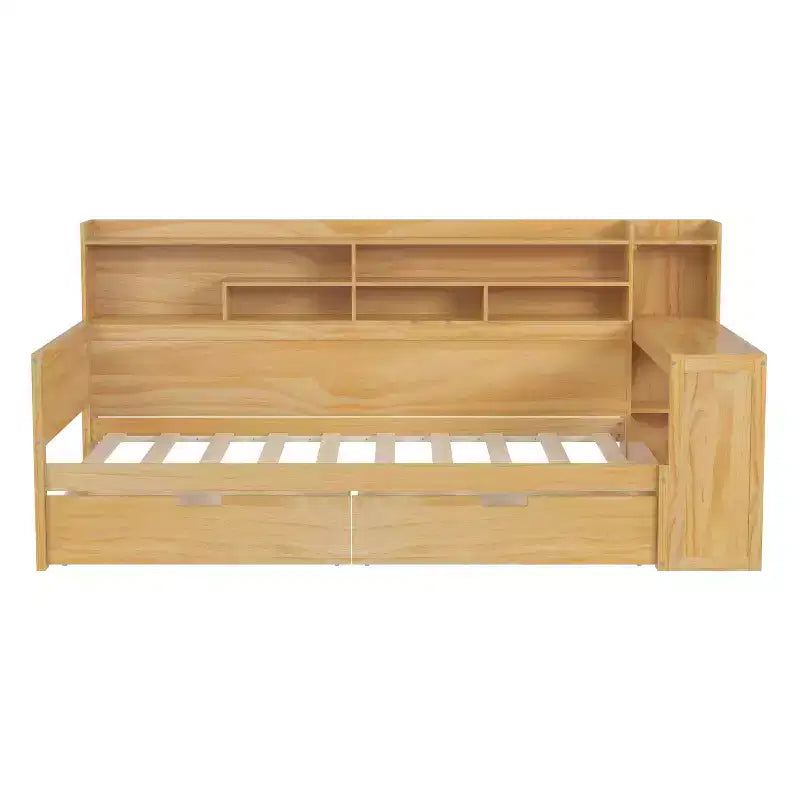 Cama individual con estantes de almacenamiento Cama multifuncional con cajones y escritorio de estudio