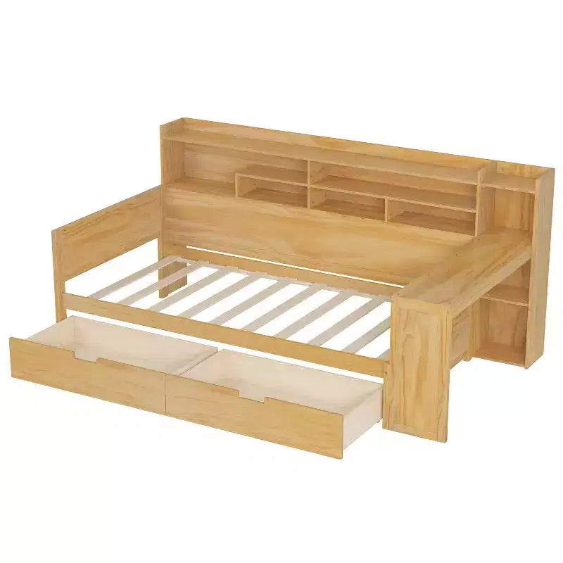Cama individual con estantes de almacenamiento Cama multifuncional con cajones y escritorio de estudio