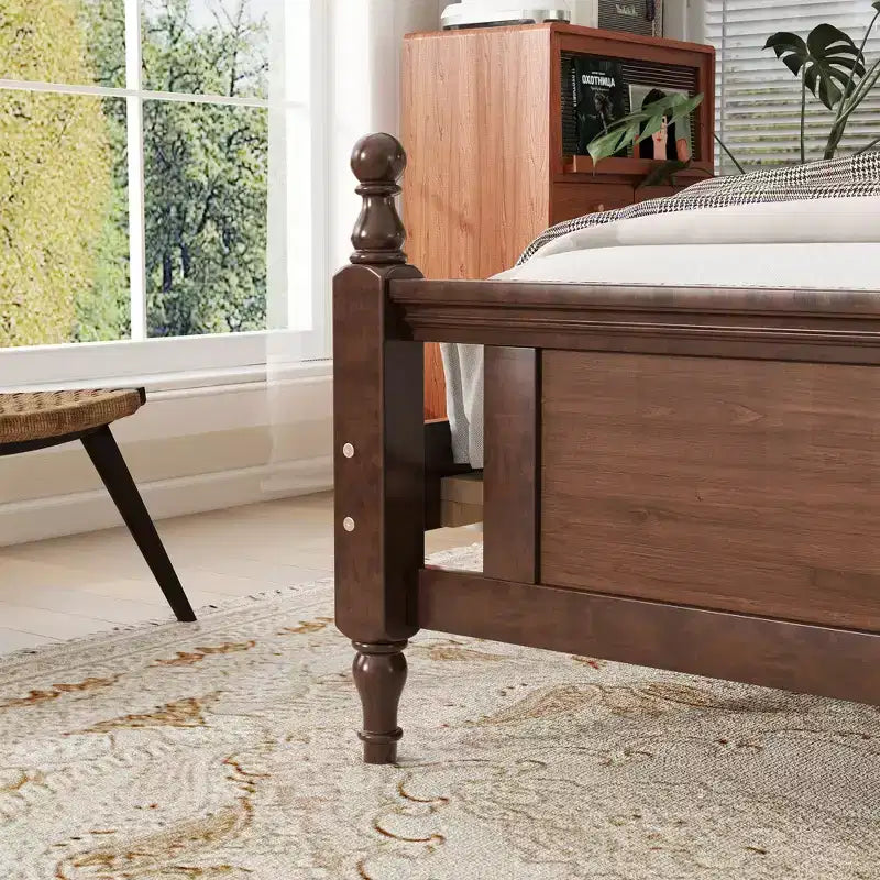 Base de cama Queen con cabecero y piecero tapizados, marco de cama de plataforma de madera con patas de soporte central