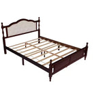 Base de cama Queen con cabecero y piecero tapizados, marco de cama de plataforma de madera con patas de soporte central