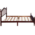 Base de cama Queen con cabecero y piecero tapizados, marco de cama de plataforma de madera con patas de soporte central