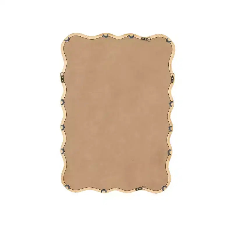 Espejo de pared de madera maciza ondulado de 40 x 28 pulgadas, espejo decorativo rectangular grande y moderno para sala de estar o entrada