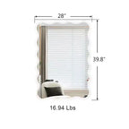 Espejo de pared de madera maciza ondulado de 40 x 28 pulgadas, espejo decorativo rectangular grande y moderno para sala de estar o entrada