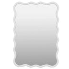 Espejo de pared de madera maciza ondulado de 40 x 28 pulgadas, espejo decorativo rectangular grande y moderno para sala de estar o entrada
