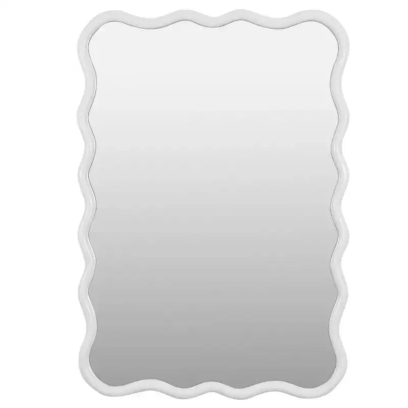 Espejo de pared de madera maciza ondulado de 40 x 28 pulgadas, espejo decorativo rectangular grande y moderno para sala de estar o entrada