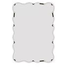 Espejo de pared de madera maciza ondulado de 40 x 28 pulgadas, espejo decorativo rectangular grande y moderno para sala de estar o entrada