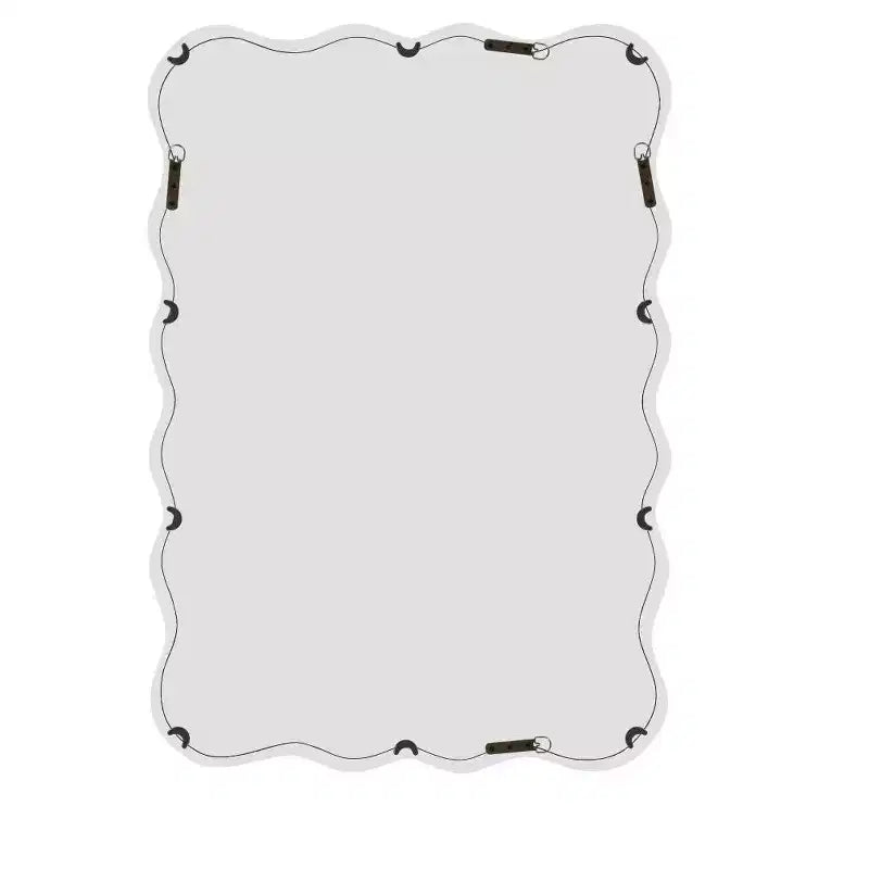 Espejo de pared de madera maciza ondulado de 40 x 28 pulgadas, espejo decorativo rectangular grande y moderno para sala de estar o entrada