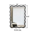 Espejo de pared de madera maciza ondulado de 40 x 28 pulgadas, espejo decorativo rectangular grande y moderno para sala de estar o entrada