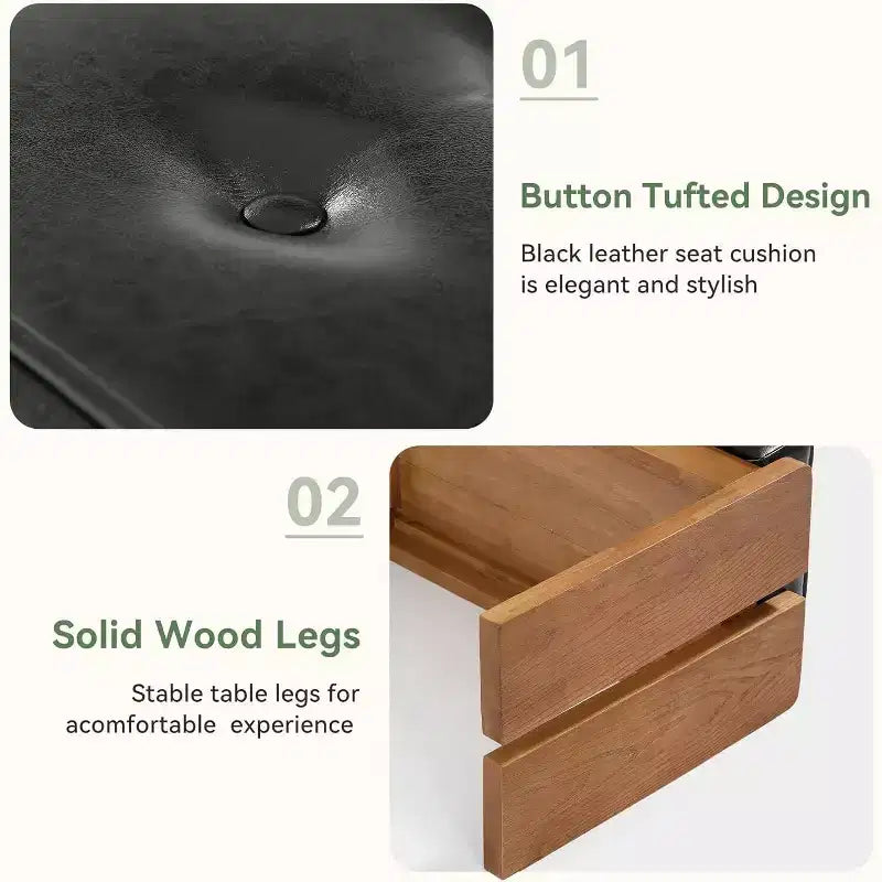 Banco de Entrada de Madera Maciza de 47 Pulgadas, Banco de Pie de Cama con Cojín de Cuero Tapizado y Patas de Madera para Sala de Estar, Dormitorio, Pasillo