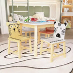 Mesa infantil y silla de madera maciza blanca y MDF