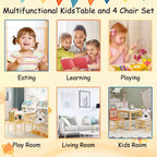 Mesa infantil y silla de madera maciza blanca y MDF