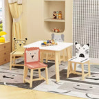 Mesa infantil y silla de madera maciza blanca y MDF