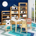 Mesa infantil y silla de madera maciza blanca y MDF