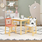 Mesa infantil y silla de madera maciza blanca y MDF