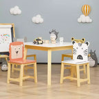 Mesa infantil y silla de madera maciza blanca y MDF