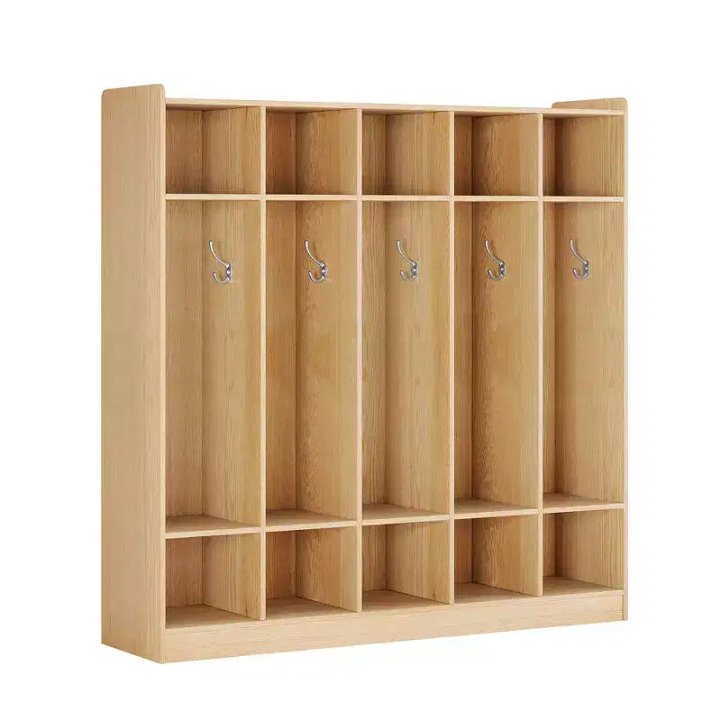 Casillero de abrigos de aula de 5 secciones con 10 compartimentos, organizador de almacenamiento de compartimentos para guardería con 10 ganchos para el hogar