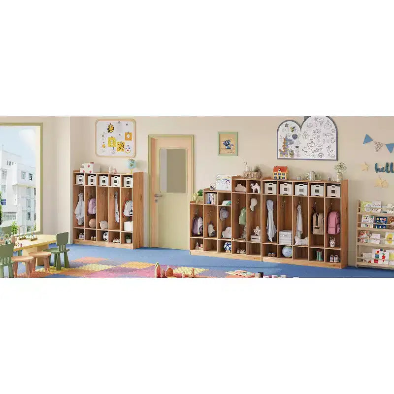 Casillero de abrigos de aula de 5 secciones con 10 compartimentos, organizador de almacenamiento de compartimentos para guardería con 10 ganchos para el hogar