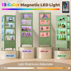 67 Vitrina con Puerta de Cristal, Cajón y Luces LED RGB de 13 Colores