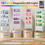 67 Vitrina con Puerta de Cristal, Cajón y Luces LED RGB de 13 Colores