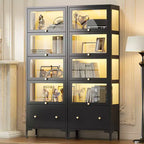 67 Vitrina con Puerta de Cristal, Cajón y Luces LED RGB de 13 Colores