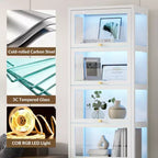 67 Vitrina con Puerta de Cristal, Cajón y Luces LED RGB de 13 Colores