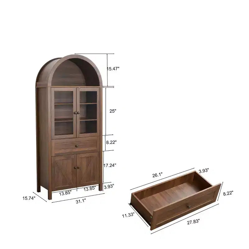 71 despensas de cocina de casa de campo con arco, alacena alta con puertas de vidrio, cajón y almacenamiento con patrón en X
