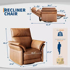 Sillón Reclinable, Silla Mecedora Giratoria 360° para Guardería con Apoyabrazos Acolchados y Asiento Profundo, Sillón Reclinable Tapizado en Cuero PU