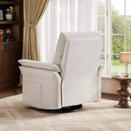 Sillón Reclinable, Silla Mecedora Giratoria 360° para Guardería con Apoyabrazos Acolchados y Asiento Profundo, Sillón Reclinable Tapizado en Cuero PU
