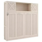 Cama armario Murphy Queen, Cama Murphy tamaño Queen con gabinetes de almacenamiento, Cama de pared de madera Queen, Marco de cama Murphy con arcón