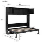 Cama armario Murphy Queen, Cama Murphy tamaño Queen con gabinetes de almacenamiento, Cama de pared de madera Queen, Marco de cama Murphy con arcón